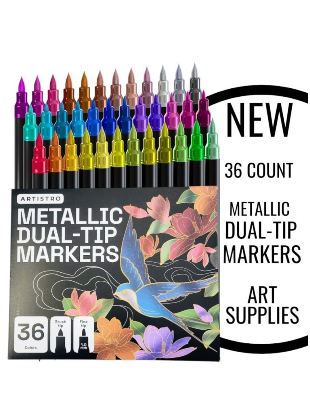 NEW Art Supplies Brush Metallic Markers Pens for Adult Coloring Books School 36
